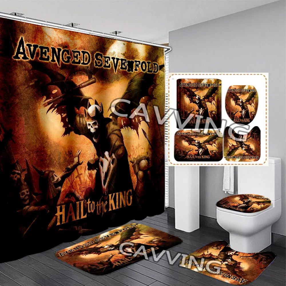 

3d-занавеска для душа Avenged Sevenfold, водонепроницаемая занавеска для ванной, Противоскользящий коврик для ванной, набор ковриков для туалета, ковер, домашний декор T02