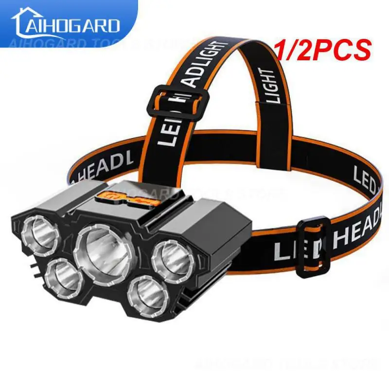 

1/2PCS Led Strong Headlight Super Bright Head-Mounted Flashlight Usb Rechargeable Built-in Battery Outdoor Rechargeable Night