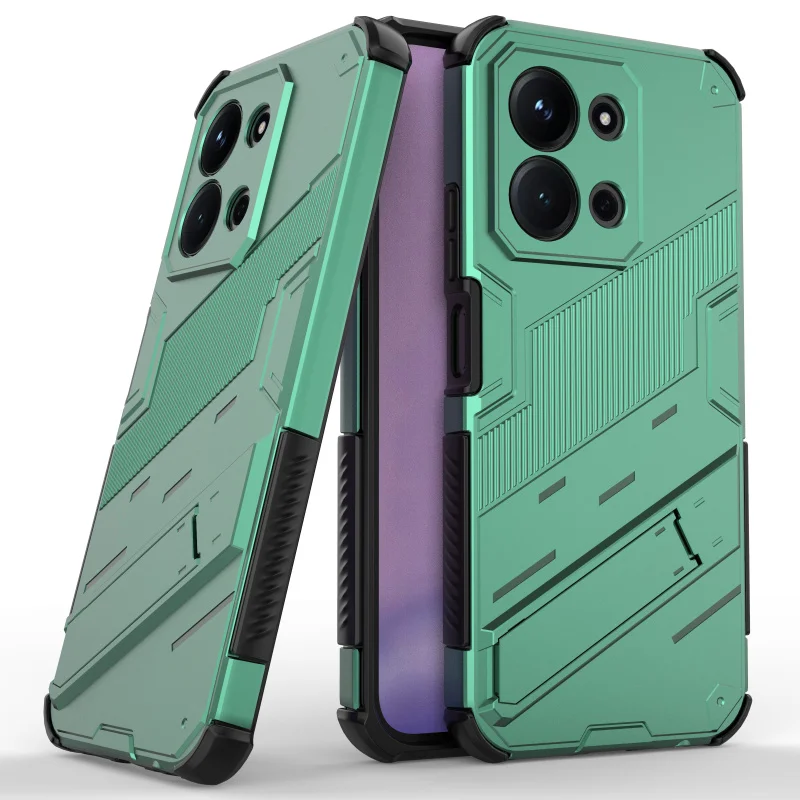 Shockproof Phone Case with Holder - Anti-Knock Armor PC Full Back Cover