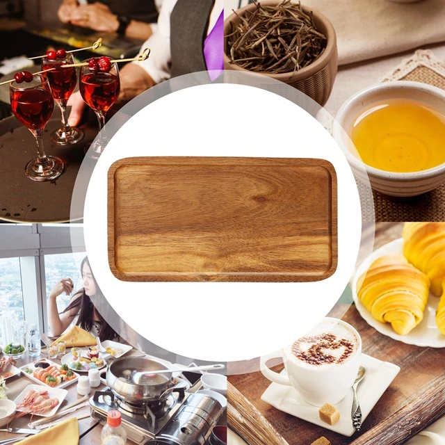 1pc Light Wood-colored Plastic Rectangular Coffee Tray, Tea Cup Tray,  Plastic Wood Grain Dessert Tray, Decorative Fruit Tray, Breakfast Tray,  Multifunctional Snack Tray, Kitchen & Dining, Kitchen Decor, Ideal For Food  Party