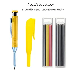 Solid Carpenter Pencil with Cap and Sharpener (Yellow set)