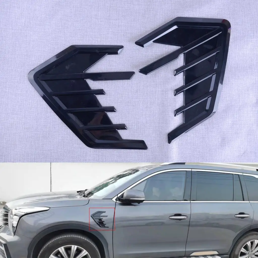 

Глянцевое черное пластиковое Универсальное автомобильное переднее левое правое боковое крыло воздухозаборник отделка крышка декоративная наклейка решетка