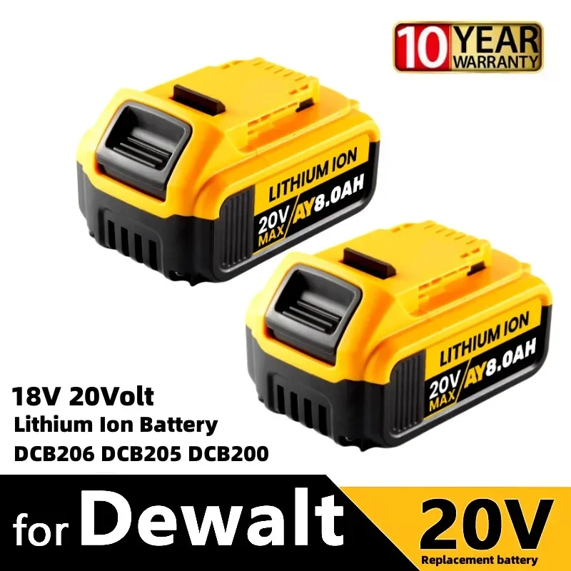 thumbnail image 2 of 2-Pack 20V 8.0AH Lithium Ion Battery For DeWalt 20V Max XR Tools – DCB205-2, DCB202-2 Replacement 2 of 6