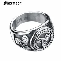 Maxmoon Punk Retro Teen Wolf Midi Ring Triskele Triskelion Allison Argent Stainless Steel Finger Signet Ring For Men Gift 1