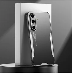 Premium Ultra Aluminum Brushed Metal Shockproof Back Case - Galaxy S25Edge (Silver-)