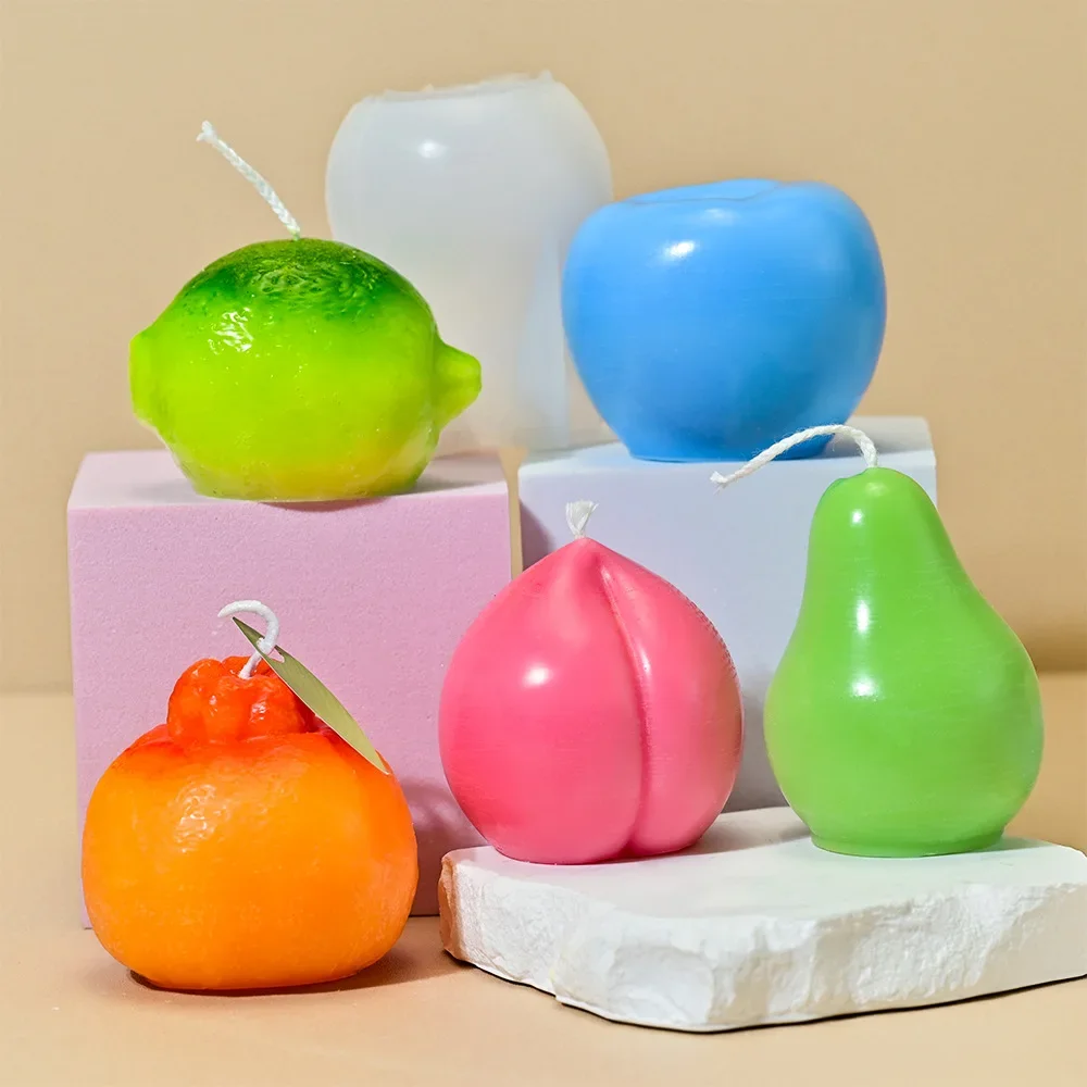 Fruit Series Candle Molds DIY Home Decor Aromatherapy Apple Pear Lemon Peach Gypsum Plaster Mould Craft Art Ornament Resin Mold silicone mold silicone candle mold aromatherapy candle mold silicone candle molds candle mold