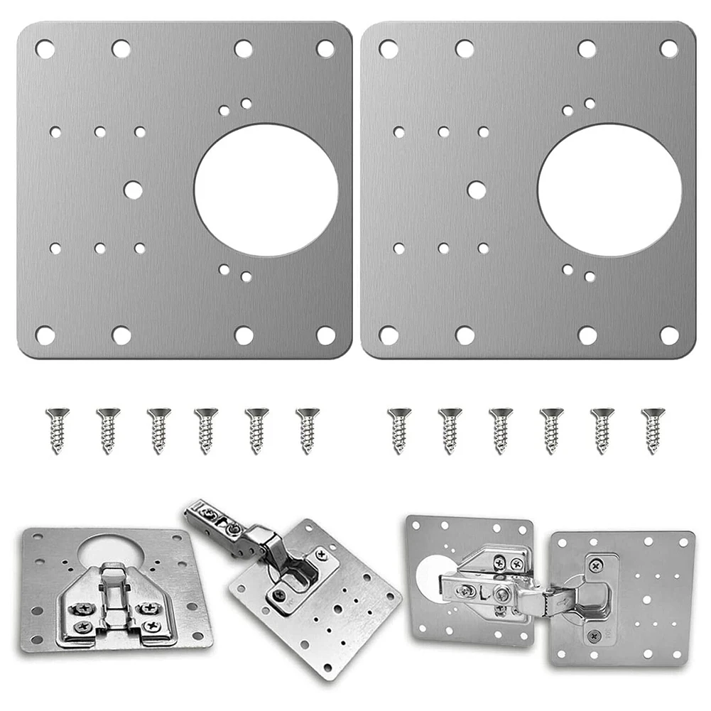 Description Picture 3 of itemRepair Kit Hinge Plate Stainless Steel 2/4/10 Pcs 9cm*9cm Drawer Fixing Screws For Cabinet Rust Resistant Practical