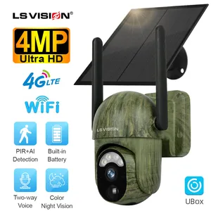 LS VISION 4MP 4G SIM Solar Trail Camera Wireless Outdoor WiFi Human/Animal Detection 2-Way Talk IP66 Waterproof Security Camera