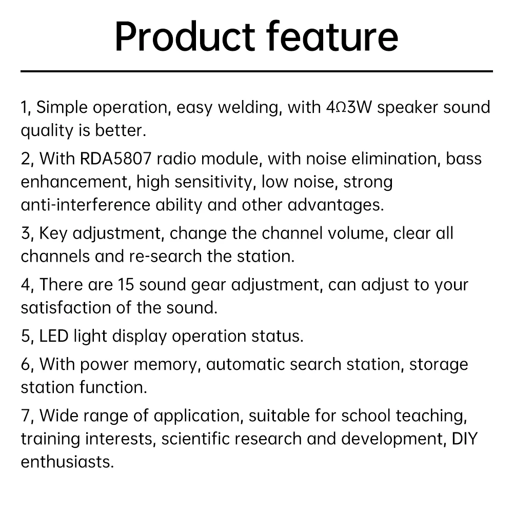 Easy version RDA5807 FM radio electronic kit adjustable frequency 87-108MHZ digital display DIY welding project practice solder