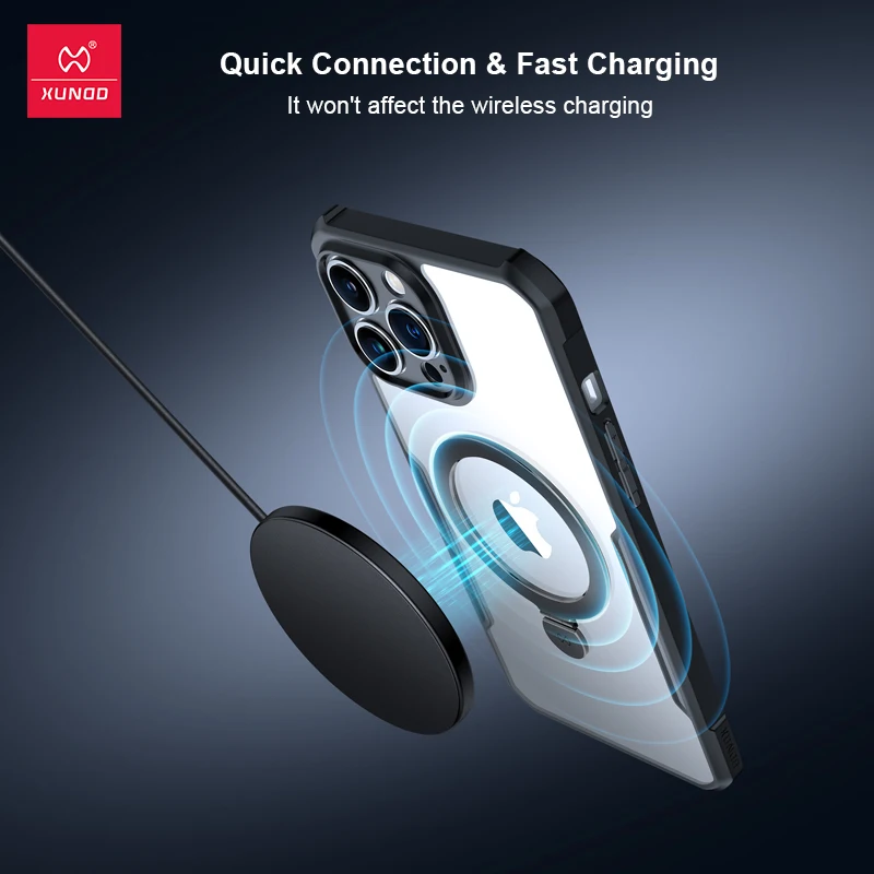 Xundd Case For iPhone 15 Pro Max 15 Pro Plus + Magnetic Holder Case For Wireless Charging Airbag Shockproof Shell Lens Protect