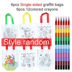 DIY Colored Graffiti Handbag for Kids - Creative Painting and Drawing Activity Set (6DMTYD random 6LB)