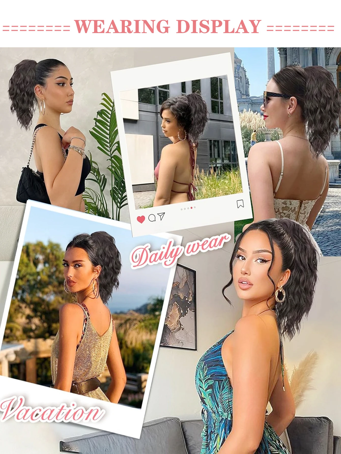 14‘’ Synthetic Short Wave Ponytail Claw Clip in Hair Extension Black Brown Gold Hairpiece for Women
