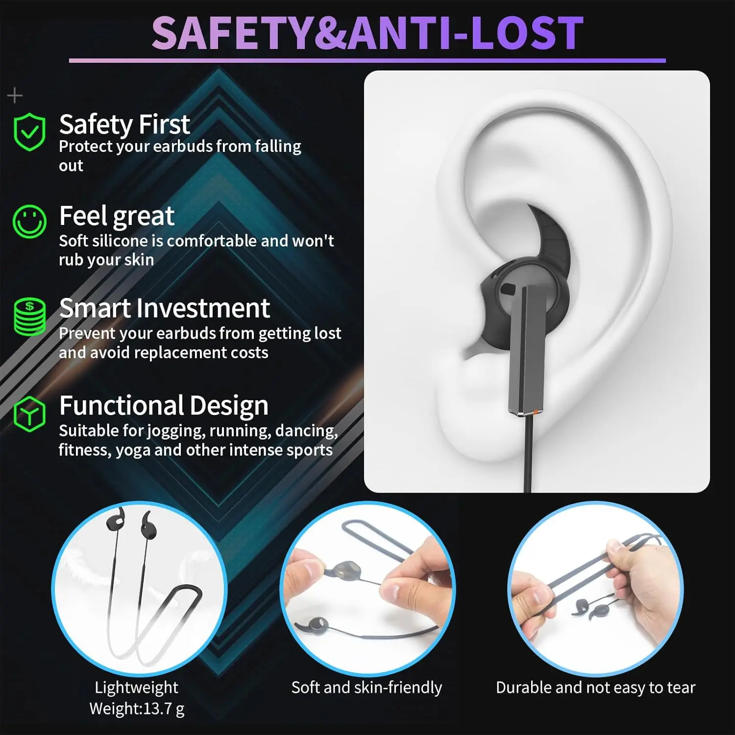 Ear Hook For Samsung Galaxy Buds 3 3Pro Galaxy Buds 2 2Pro FE Earbuds Eartips Anti-Lost Lanyard Earhook Ear Tips Accessories