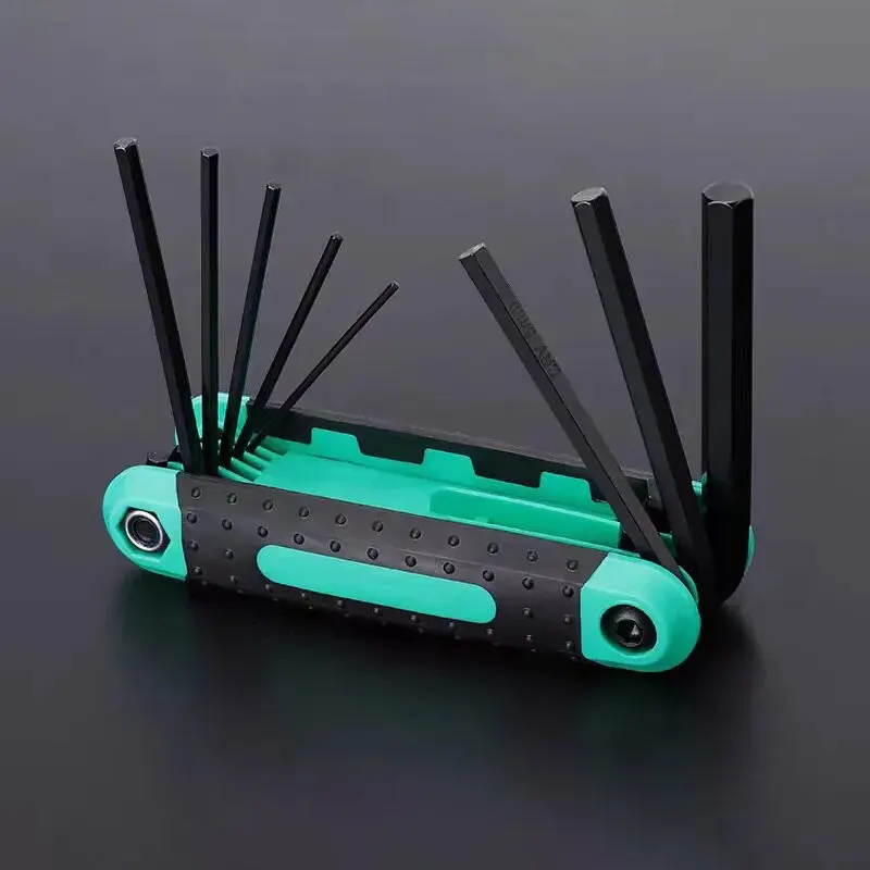 Socket Wrench Set 8pcs Portable Folding Mini Inner Hexagon Socket Wrench Metric Multi-functional Household Outdoor Repair Tool