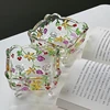 High Quality Good Looking Relief Painted Glass Square Plate Glass Fruit Bowl Snack Plate 2