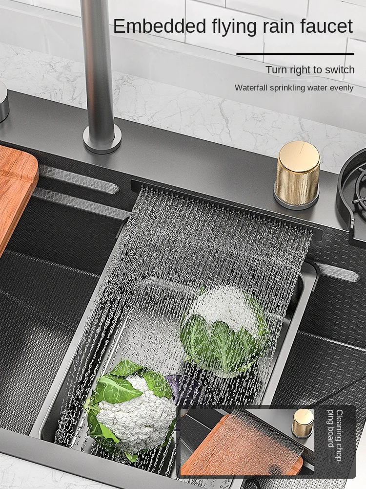 Undercounter sink Feiyu Cabinet built-in kitchen large single sink 304 stainless steel Feiyu waterfall washbasin