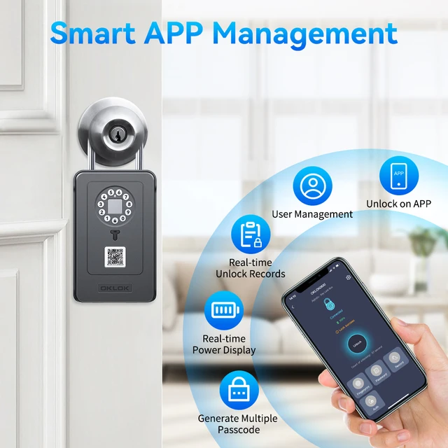 Camluxy Smart Key Box Fingerprint Safe Storage Lock Key 6 Digital Password Code Security Lockbox Combination Code IC Card Unlock 2