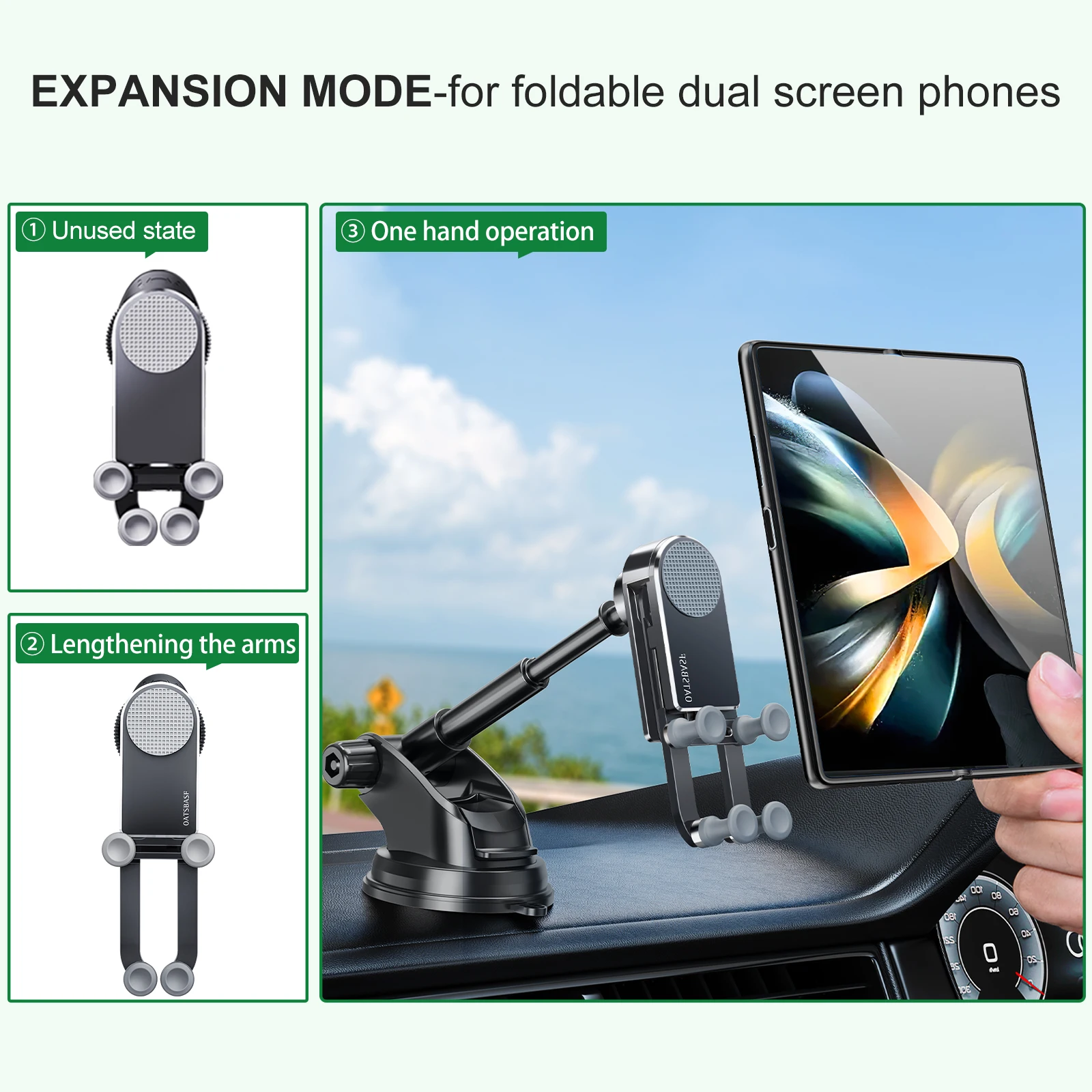 Hipacool Car Mount Phone Stand For Samsung Galaxy Z Fold 4 3 Z Fold 2 S21 S20 W22 W21 iPhone Suction Cup iPad Phone Holder