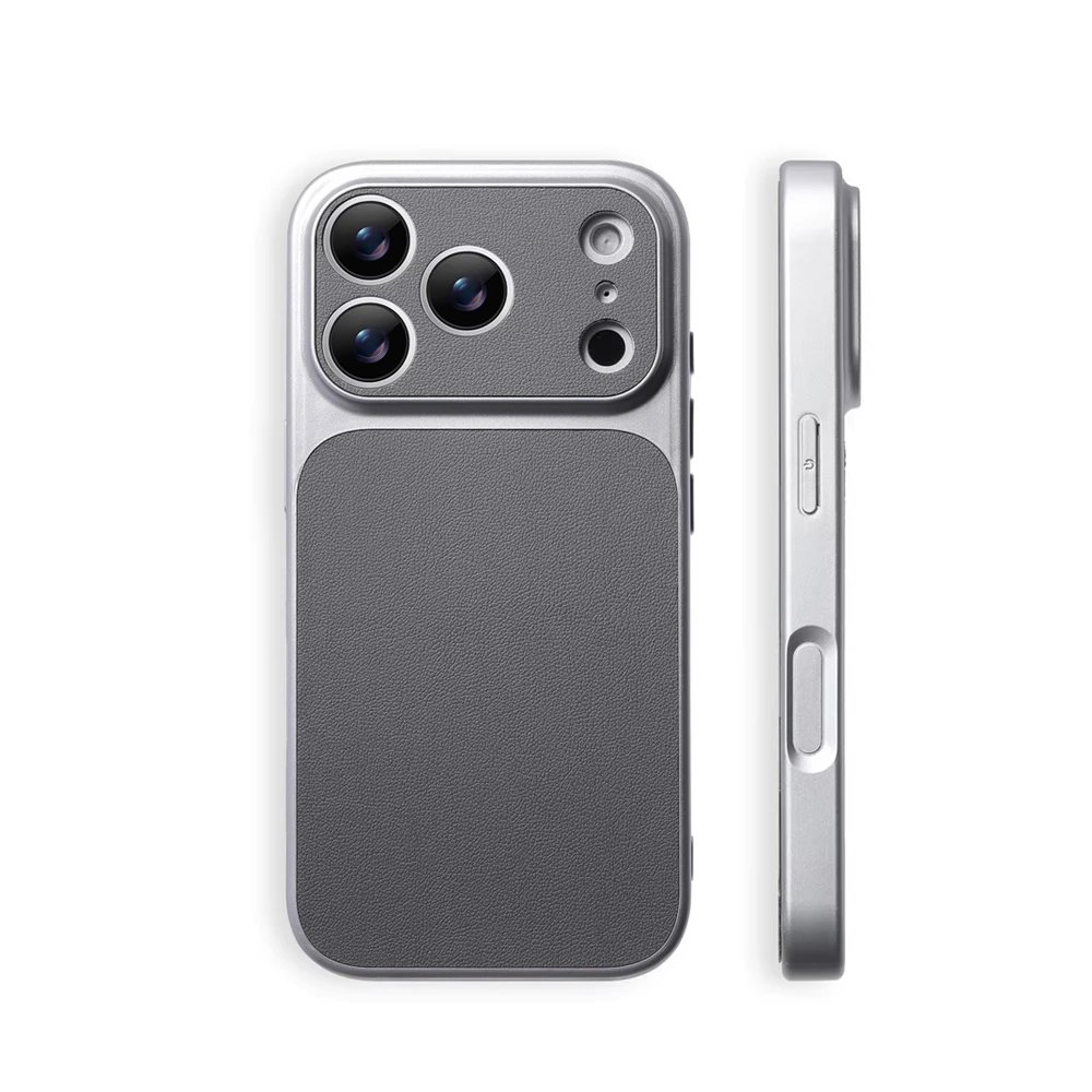 Luxury Leather Matte Shockproof Bumper Case with Full Lens Protection