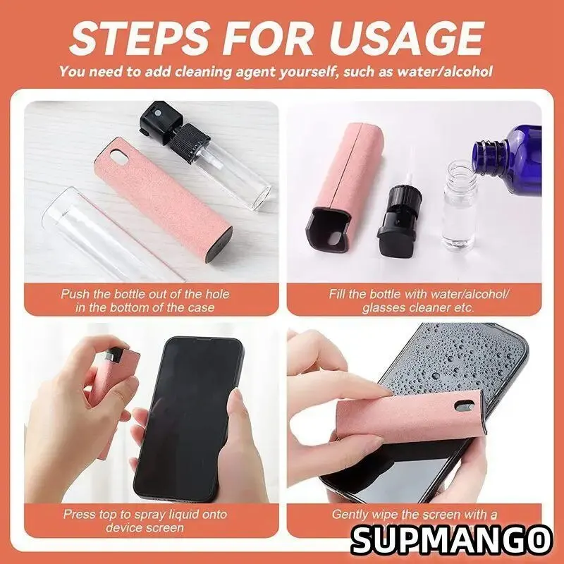 Q2 Microfiber Screen Cleaner Spray Bottle Set Mobile Phone Ipad Computer Microfiber Cloth Wipe Iphone Cleaning Glasses Wipes 6