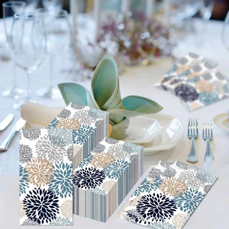 20pcs/Pac 33*40cm 2-Ply Blue Flower Baby Wedding Birthday Long Tissue Paper Party Decoration Paper Colored Placemats