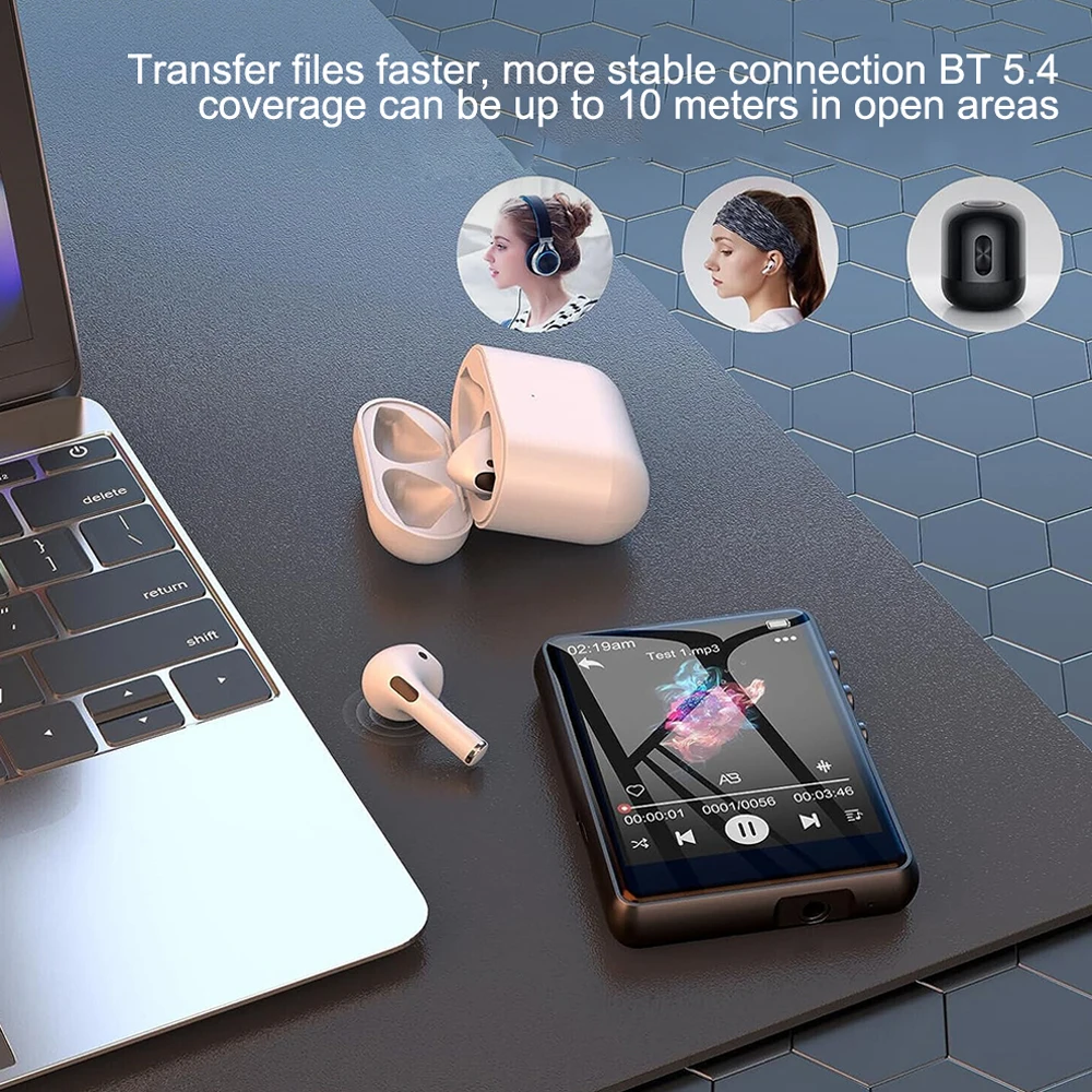 Camera MP3 MP4 Player Lossless Music Player Full Touch Screen Bluetooth5.4 MP3 Speaker Support FM Radio Recording E-Book mp4 player music player mini media player