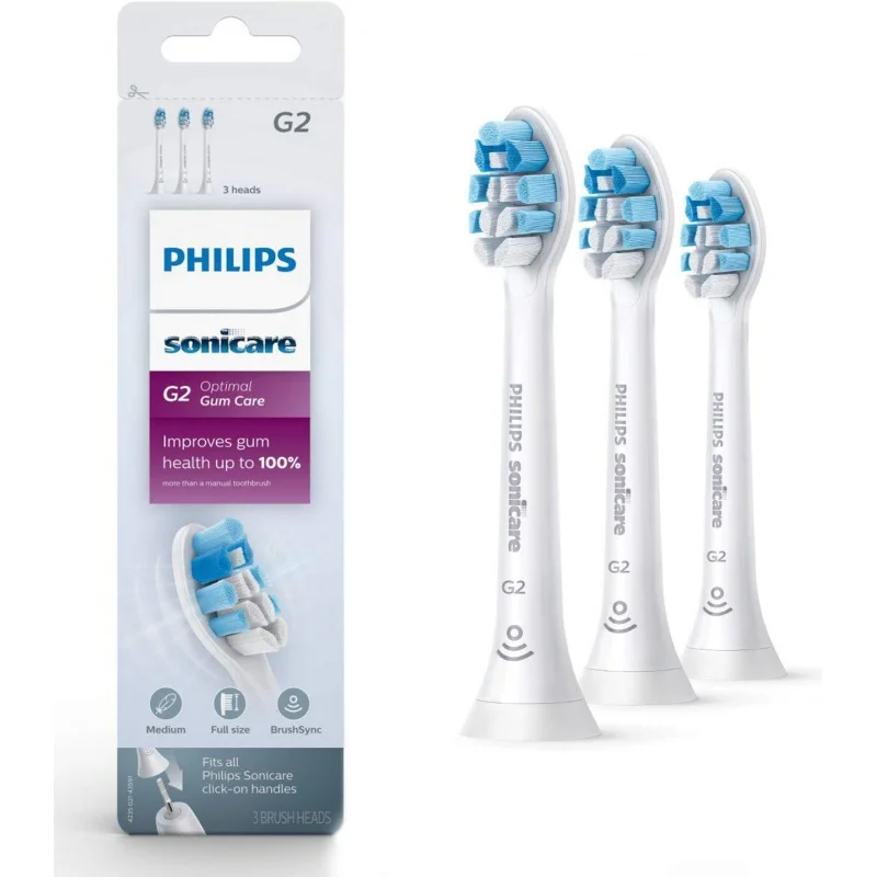 Philips Genuine Sonicare Optimal Plaque Control Replacement Toothbrush Heads, HX9033/65, White 3-pk