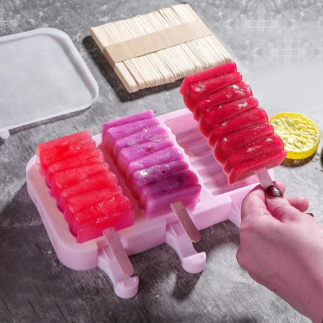 3D DIY Silicone Ice Cream Forms Popsicle Molds DIY Homemade Dessert Freezer  Fruit Juice Ice Pop Cube Maker Mould