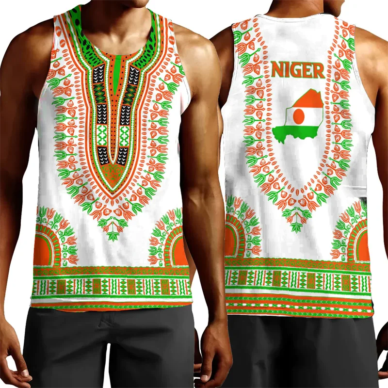 

Niger Flag Map 3D Printed Tank Top For Men Clothes Casual Hawaiian Sport Vest Africa Dashiki Waistcoat Coat Of Arms Jersey Tops