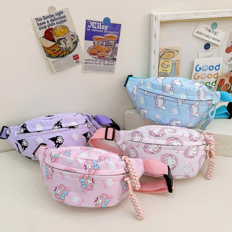 

Kawaii Sanrio Kids Crossbody Bag Hello Kittys Kuromi Mymelody Cinnamoroll Cute Anime Shoulder Bag Handbag Waist Bag Storage Bag