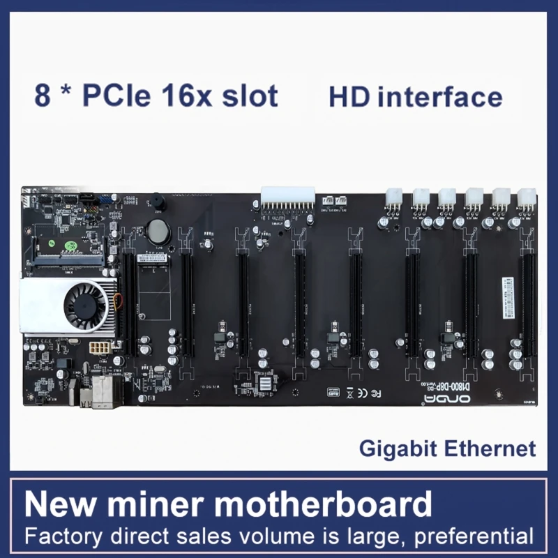 

BTC-D1800 Miner Motherboard CPU Set Expandable Port 8 GPU Slot for DDR3 Memory 8 x PCIE16X SATA3.0 mSATA2.0 55mm Spacing P9JB