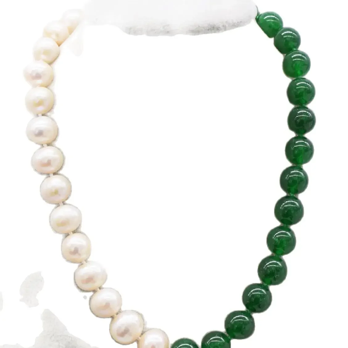 

UNIQUE!green jade round and freshwater pearl white near round 12mm 18inch wholesale beads nature