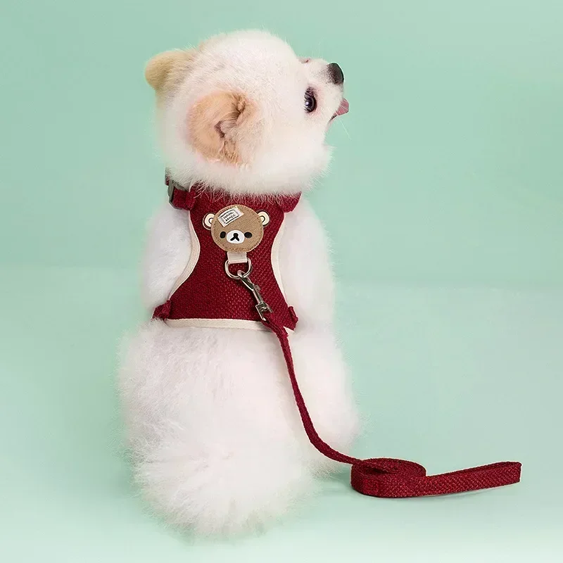 Tank top dog leash Teddy Bear Small and medium-sized dog chest harness Cat walking leash Pet supplies