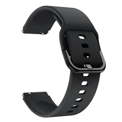 Sport Silicone Bracelet Band, 16mm 18mm, Adjustable Wristband Strap - 18mm (Black)