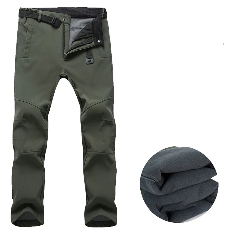 

Winter Plush Charge Pants Solid Soft Shell Mountain Climbing Pants Wind Proof Waterproof Security Tactical Men Clothing Outdoor