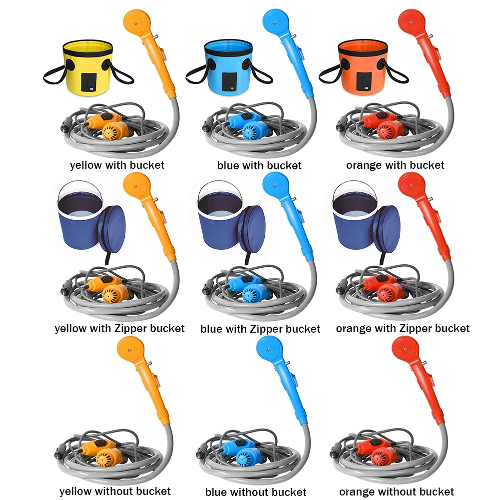 12V Portable Camping Shower Universal Electric Shower Folding Bucket Multipurpose Car Washing Tool for Camping Equipment