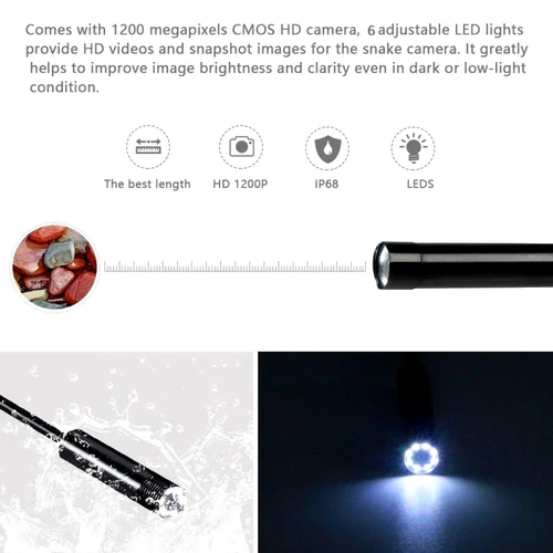 안드로이드 내시경용 카메라 렌즈 내시경, 하드 튜브 Mirco USB C 타입 내시경 비디오 검사, HD IP67, 1M, 2M, 5 M, 10M, 5.5mm 3