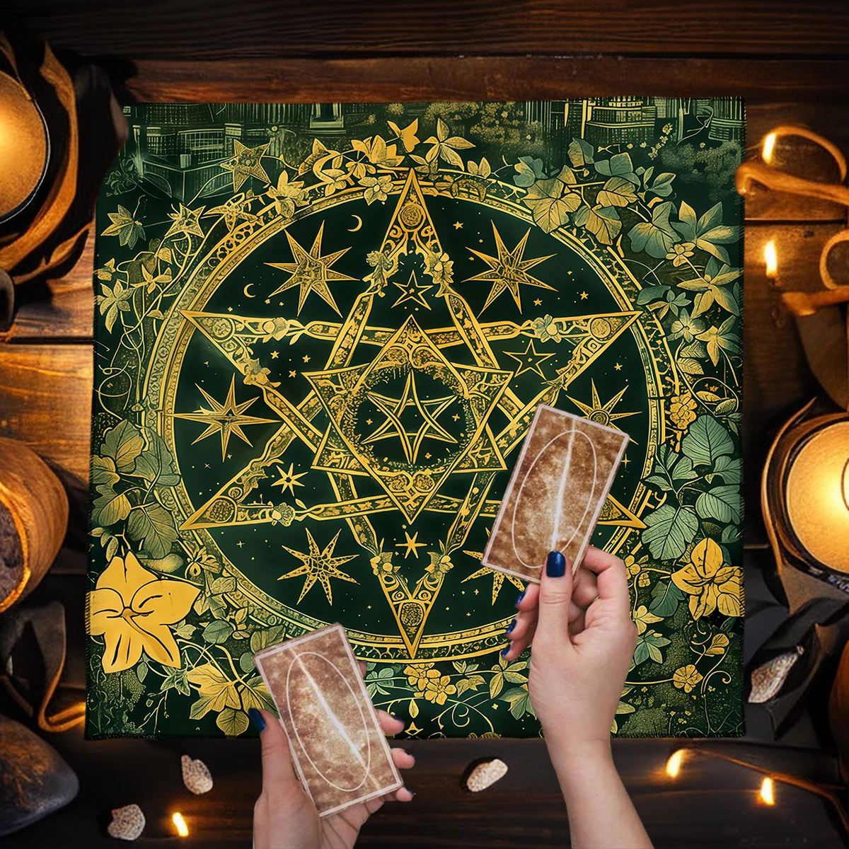 Moon Phase Five-Pointed Star Design Altar Cloth Tarot Tablecloth Altar Cloth tablecloth Divination Astrology Oracle Board Mat 5
