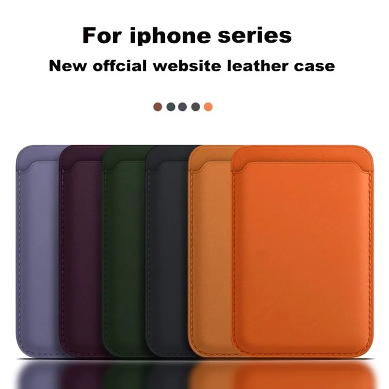 With Logo Magnetic Magsafe Leather Wallet Card Bag Holder Case For Magsafe Iphone 12 13 14 Pro Max Mini 14 Mag Safe Back Cover