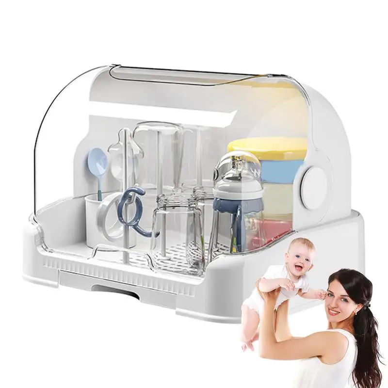 Babies Bottle Drying Rack Dustproof Bottle Storage Removable Drip Tray Durable Good Sealing Protection Toddler Bottles
