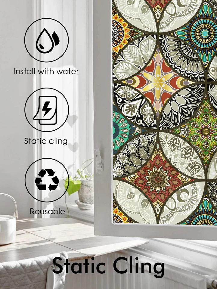 Adesivo Statico Per Vetri ChicSkin Boho Tramonto 33x58 Cm - Pellicola Colorata Rimosabile E Riutilizzabile, Disegnata A Mano - 5