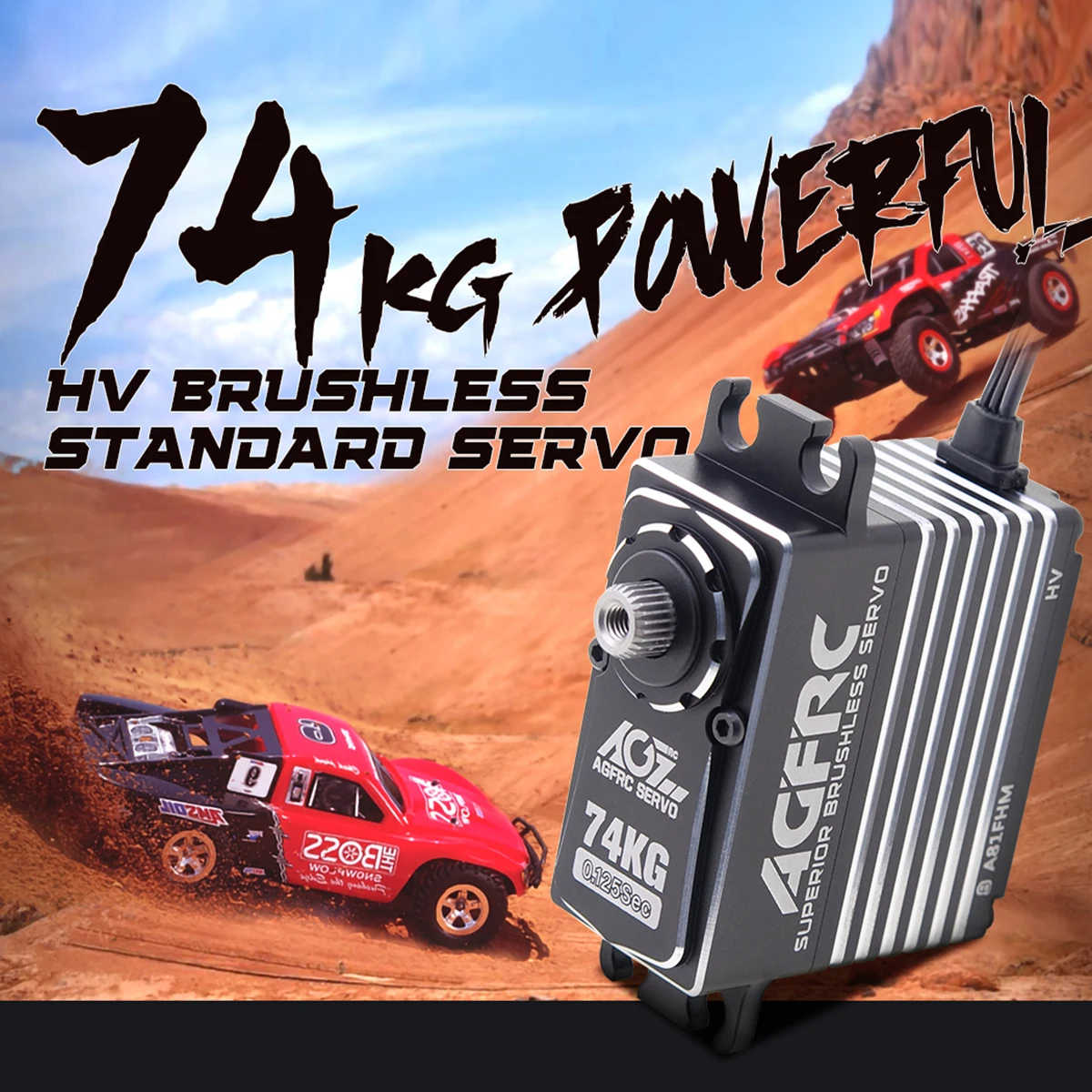 

AGFRC A81FHM 74KG Super Torque HV 4-Poles Brushless Motor Programmable Digital Servo For 1/8 RC Car Truck Airplane Buggy Boat
