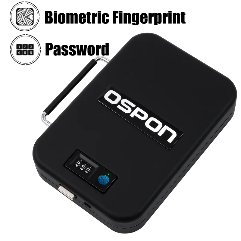 

OS300FCH Convenient Mini Portable Biometric Fingerprint Password 2-in-1 Pistol Safe Home Office Gun Cash Keys Storage Safe Box