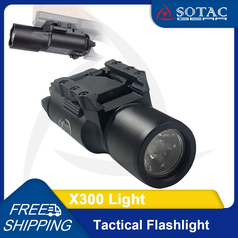 

SOTAC Weapon Light X300 Flashlight Tactical Outdoor Scout Lights White LED Fit 20mm Rail