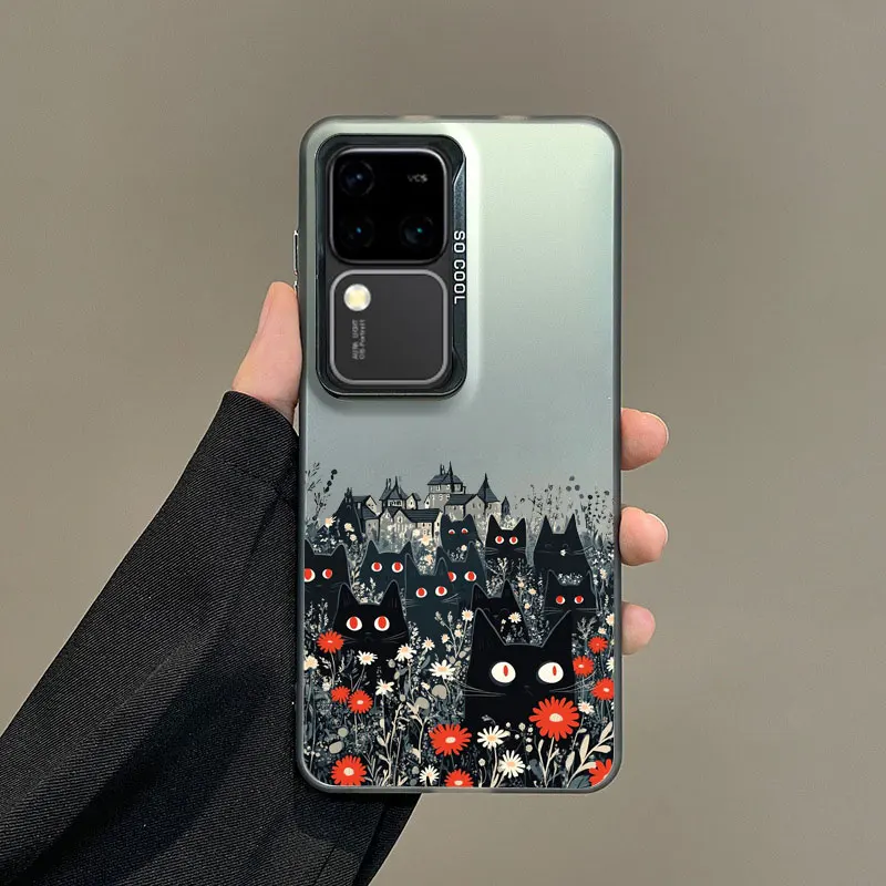 Für Samsung S25 S24 S23 S22 Ultra Plus S21 S23 S24 FE Laser Telefon Fall Cartoon Schwarz Gruppe Von Katzen stoßfest Zurück Abdeckung Fundas – Detail 4