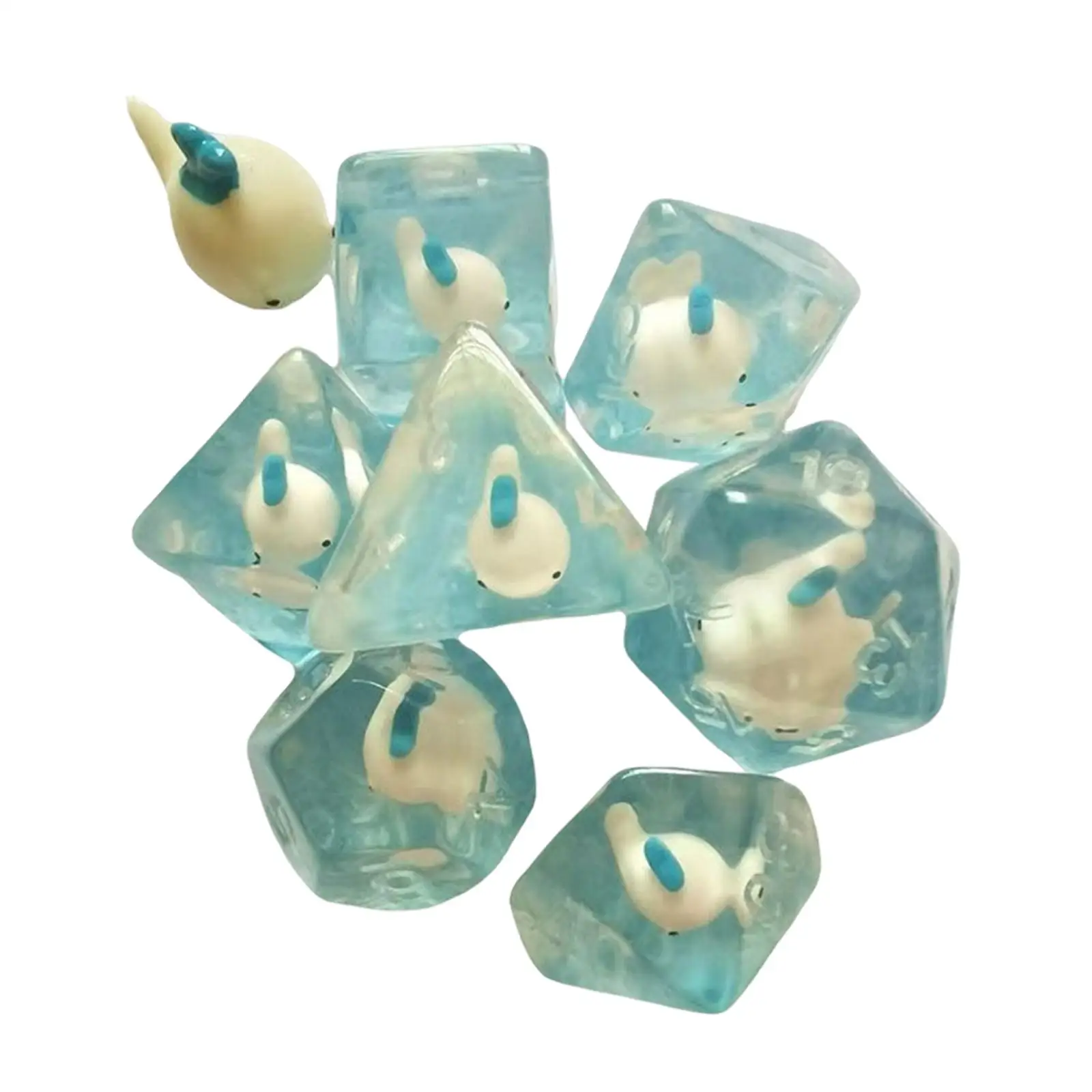 7Pcs Polyhedral dices with Animal Dolphin Table Game Dices D6 D4 D8 D10 D12 D20 for Board game Favors Role Play Drinking Prop