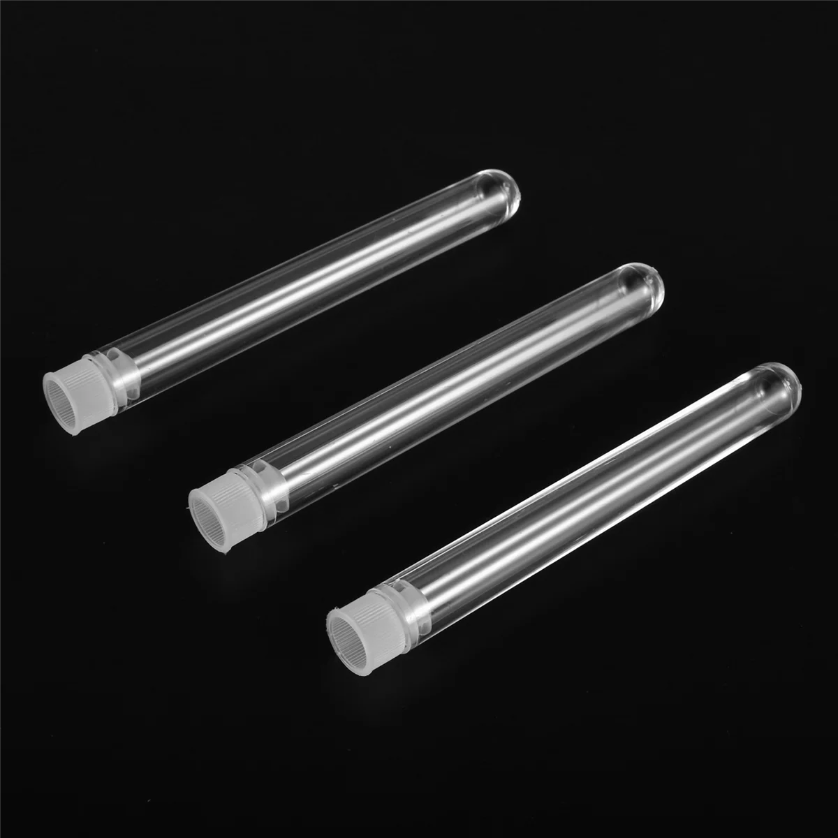 

200Pcs Clear Plastic Test Tube with Cap 12X100mm U-Shaped Bottom Long Transparent Test Tube Lab Supplies