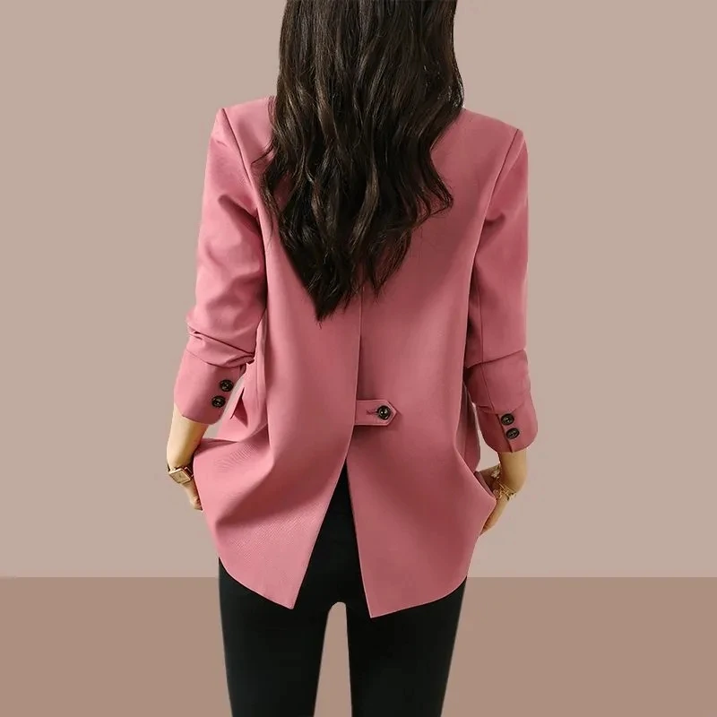High-quality Pink Suit Jacket Women's Spring And Autumn 2023 New Coat With Lining Casual Ladies Blazer Black Brown Blouser S-3XL