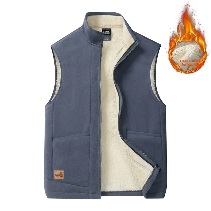 Veste sans manches homme col montant chaude en coton pour l'automne et l'hiver taille grande