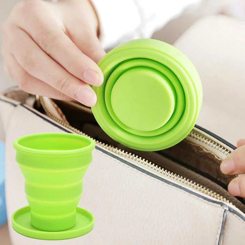Portable Drinking Cup Silicone/Plastic Retractable Folding Water Cup Outdoor Travel Telescopic Collapsible